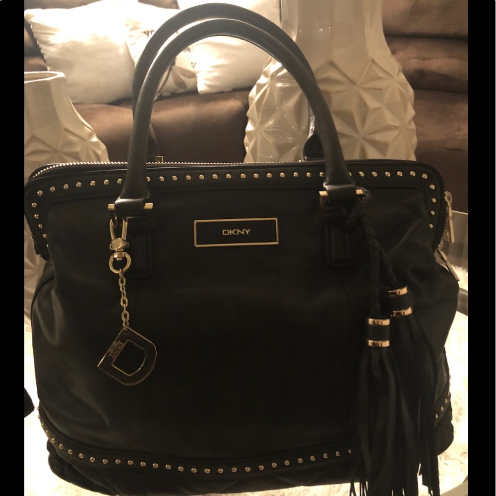 Brand New Authentic soft pebble leather DKNY Dome satchel with matching wallet.